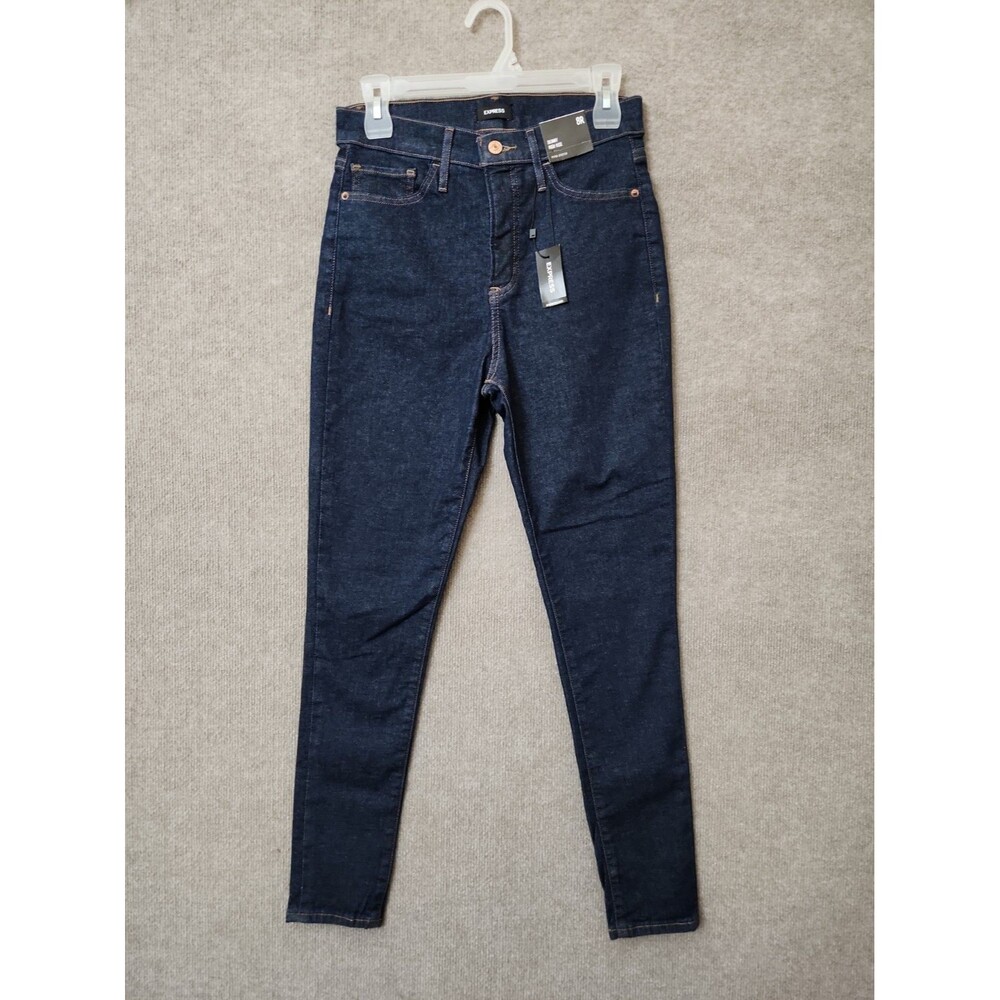 Express Skinny Jeans Womens 8 Blue Dark Wash Hyper Stretch NEW
